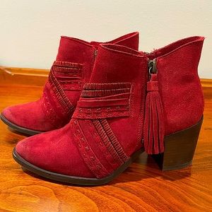 Naughty Monkey red leather ankle boots-*NEVER WORN*